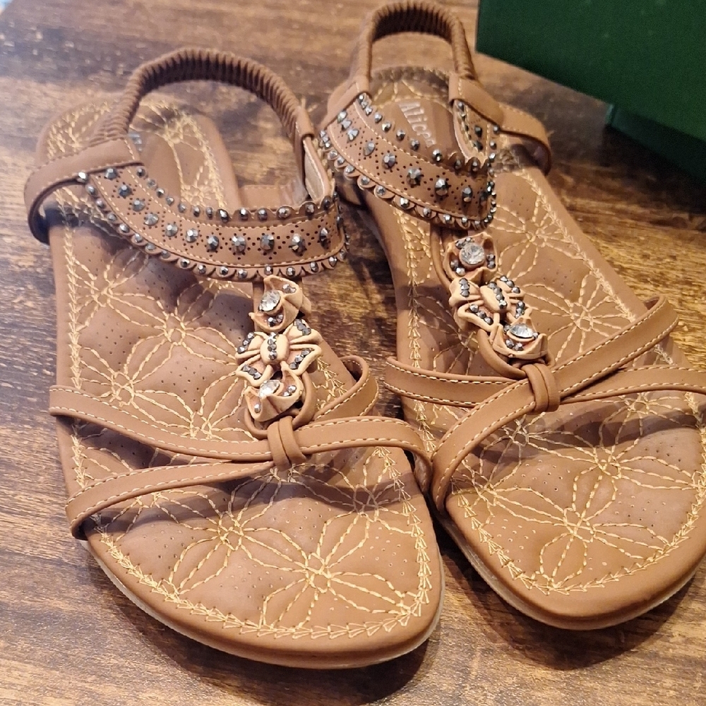 Stylish Brown Sandals with Embellishments